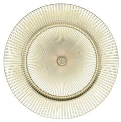  Tányér műanyag kerek teli mintás, csíkos, műanyag, 33x33x2 cm, arany (P0620)