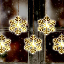 Somogyi Elektronic KAF 8/F LED-es hókristály fényfüggöny, 0, 9 m / 8 db melegfehér LED akril hókristályban, átlátszó vezeték, hálózati adapter, kül- és beltéri kivitel (KAF-8-F)