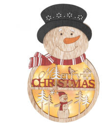 Somogyi Elektronic KLW 21 S ajtódísz, ablakdísz, fa, hóember forma, 4 db LED, lézervágott, kapcsolható (KLW-21-S)