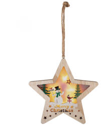 Somogyi Elektronic KLW 17 S ajtódísz, ablakdísz, fa, csillag forma, 6 db LED, lézervágott, hóember, kapcsolható (KLW-17-S)