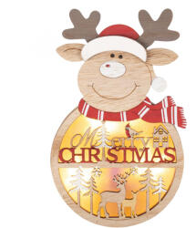 Somogyi Elektronic KLW 21 R ajtódísz, ablakdísz, fa, rénszarvas forma, 4 db LED, lézervágott, kapcsolható (KLW-21-R)