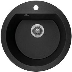 Laveo SRD_780B - LAVEO DAFNE 510X510 egymedencés kerek gránit mosogató matt fekete (SRD_780B)