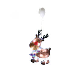 Somogyi Elektronic KID 311 rénszarvas ablakdísz, 10 db LED, öntapadó elemtartó, 10 x 26 cm (KID-311)