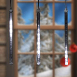 Somogyi Elektronic G 10201 LED-es jégcsap fényfüzér, 3, 33x0, 21 m / 200 db hidegfehér LED, 10 db jégcsap, átlátszó vezeték, fényjáték, hálózati adapter, kül- és beltéri kivitel (G-10201)