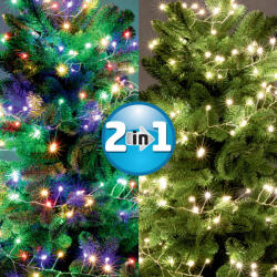 Somogyi Elektronic MLCS 600/M micro LED-es cluster fényfüzér, 9 m / 600 RYBG és melegfehér LED, 11 fényprogram, távirányító, hálózati adapter, kül- és beltéri kivitel (MLCS-600-M)