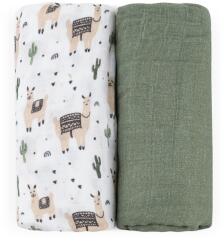 Petite&Mars Misty bambusz muszlin fürdőlepedő 120x120cm, Llama Vibes, 2db