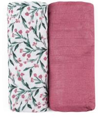 Petite&Mars Misty bambusz muszlin fürdőlepedő 120x120cm, Pink Meadow, 2db