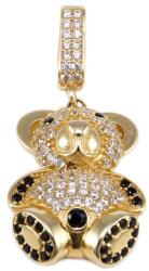 Ékszershop Fekete-fehér köves maci arany medál (1326453)