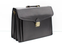  Maxmoda fekete három rekeszes elöl dupla zsebes nagy bőr aktatáska