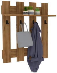 Puqa Design Тъмнокафяв стенен рафт с 4 закачалки Carina - Puqa Design (835PUQ4005)