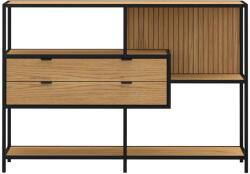 Actona Библиотека от дъбов декор в черен и естествен цвят 114x78x35 cm Seaford - Actona (0000109303)