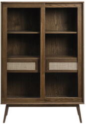 Unique Furniture Тъмнокафява витрина от декор от дъб с плъзгащи се врати 110x160 cm Barrali - Unique Furniture (46722931)