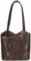 Rea Moda Olasz bőr 238 sötét barna arany virág válltáska és hátizsák