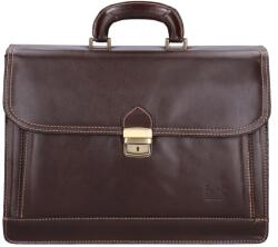 Max Moda Aktatáska bőr 2 rekeszes barna lapos zseb