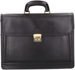  Aktatáska bőr 2 rekeszes fekete lapos zsebes