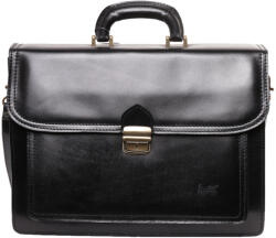 Max Moda Aktatáska 1727 Bőr 2 rekeszes Fekete nagy zseb