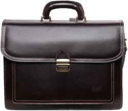 Max Moda Aktatáska 1727 Bőr 2 rekeszes sötét Barna nagy zseb