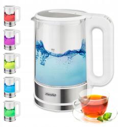Mesko Vezeték nélküli üveg vízforraló 1, 7L Led hőmérséklet szabályozás (5903887803908)