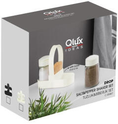 IRIS C-00467 Drop üveg fűszerszóró szett tartóval, 2 darabos 2*100ml, dobozos, fekete vagy elfántcsont színű (C-00467)