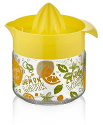 IRIS C-00203 Fresia mintás citromfacsaró üveg tárolóval 300ml, narancs vagy citromsárga színű (C-00203)