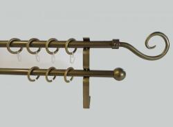  16 mm Ø Sopron karnis szett, 2 soros, bronz, lapostartóval (200 cm)