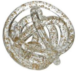 Westwing üvegszobor, csomó alakú, arany szirmokkal, 13cm, modern stílusú (2022717393983)