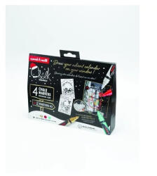 Krétamarker folyékony 1, 8-2, 5mm Uni-Posca PWE-5M 4 db-os Karácsonyi készlet