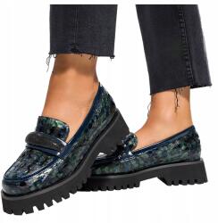 Casu Mokaszin Zöld Bőr Női Futó Platform Kényelmes Divatos R 36 (7085040000367)