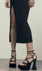 ZARA Fekete Magassarkú Szandál, szövet, Size 36, 13, 2cm sarok (566084)