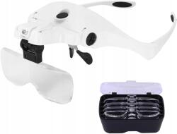 Amazon Fejpántos Nagyító Szemüveg Leddel, Cserélhető Lencse 1/1, 5/2/2, 5/3, 5x Fehér (358301664)