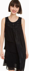Desigual Fekete Ruha, Size 40, ujjatlan, strasszos (18WWVWX1_2000)