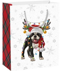  Tasak kutyával, hópihével, égősorral 18x23x10 cm