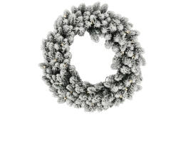  Selyemvirág koszorú D60 LEDes havas zöld