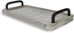  Fogantyús fa tálca vintage fehér 30x15cm 24/#