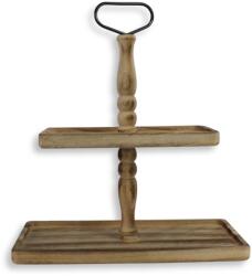  Két szintes kínáló tál fából barna 40x20cm mag: 45cm 12/#