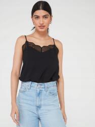 Pieces Fekete Vállpántos Felső, Size XS, 100% poliészter, csipke (553102)