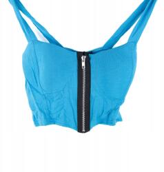 InStyle Kék Rövid Női Top Cipzárral, Pántos S/m