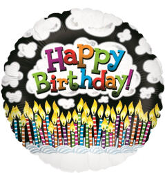 Grabo Balon folie rotund Happy Birthday lumanari 45 cm - articole-petreceri - 22,99 RON