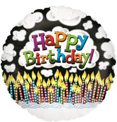 Grabo Balon folie rotund Happy Birthday lumanari 45 cm - articole-petreceri - 12,99 RON