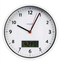 Smukee falióra, hőmérővel, naptárral, fehér, 25cm, akasztós, LCD