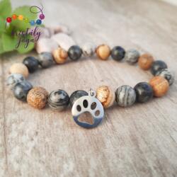 Kristály Jóga Shop Térkép jáspis, tájkép jáspis, larvikit 8 mm-es ásvány karkötő