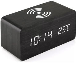 XPRO Digitális ébresztőóra vezeték nélküli QI töltővel fekete 5W (121930)