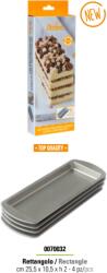 Decora Tava Coacere Blat Tort Dreptunghiular 25.5 x 10.5 x H 2 cm, Aluminiu Anodizat, Set 4 buc (70032)
