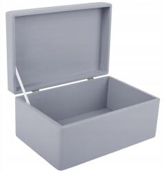 Creative Deco Szürke fa doboz fedővel, dekoratív, játékokhoz, ajándéknak, 30x20x14 cm (X0010UAKUR)