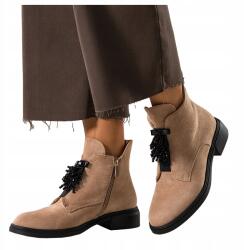 Casu Bézs Női Kényelmes Bokacsizma Masnival és Kristályokkal Sarokpárna R 41 (7102440000411)