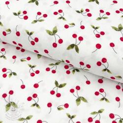  Dupla géz/muszlin Cherries white digital print