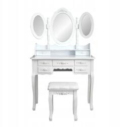 Timeless Tools Fésülködő Asztal, Milano, fehér, tükör, fiókok, szék (5999566953866)