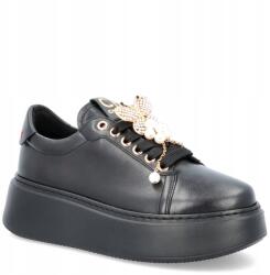 CheBello Bőr sportcipő díszítéssel Chebello 4585 Fekete 38 (CHEBELLO 4585-002-000-PSK-S251)