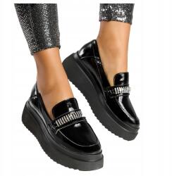 Casu Bőr Mokaszin Fekete Női Platform Bebújós Termék Lengyel 40-es (7090000000400)