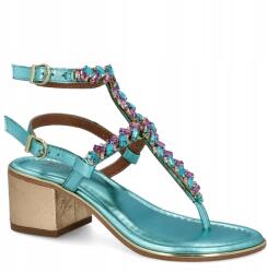  Díszes magassarkú szandál Bottega Smeralda 407CLC Türkizkék 36 (BOTTEGA SMERALDA 407CLC ACQUA-ORO)